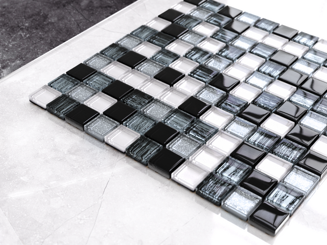 Glass mosaic on mesh for bathroom or kitchen 30 cm x 30 cm - Pearl jam