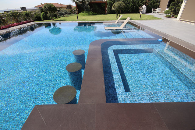Pressed glass mosaic on mesh for pool 31.5 cm x 47.7 cm - Modena Mexico pool