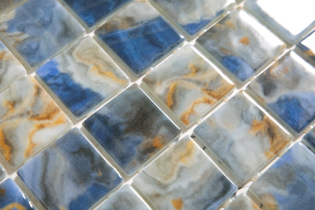 Pressed glass mosaic on mesh for pool 31.5 cm x 47.7 cm - Modena Monte Carlo pool
