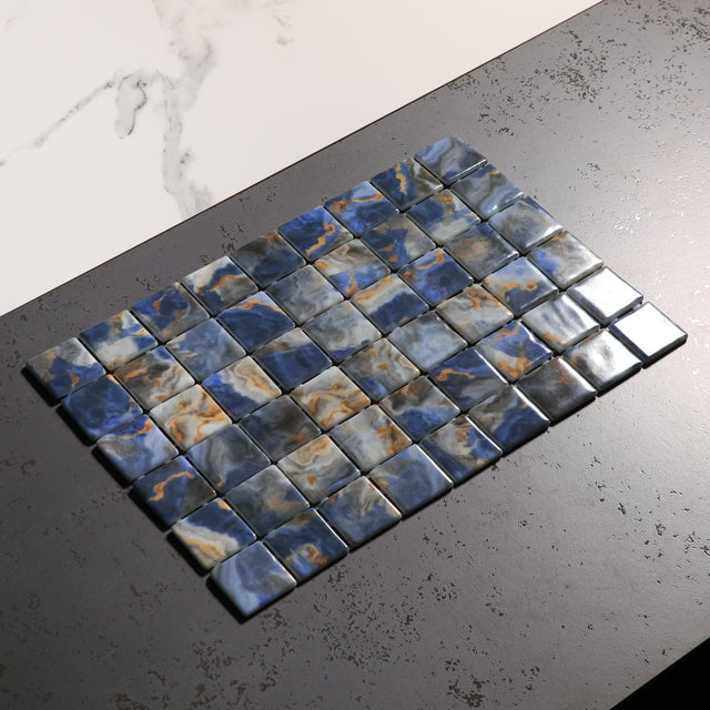 Pressed glass mosaic on mesh for pool 31.5 cm x 47.7 cm - Modena Monte Carlo pool