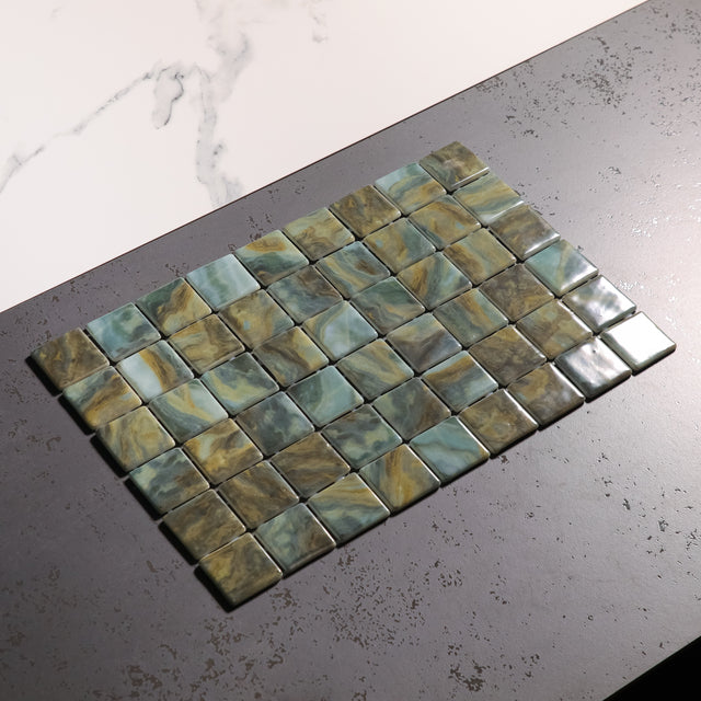 Mosaico in vetro pressato per piscine, bagni e saune 31.5 cm x 47.7 cm - Modena Cannes pool