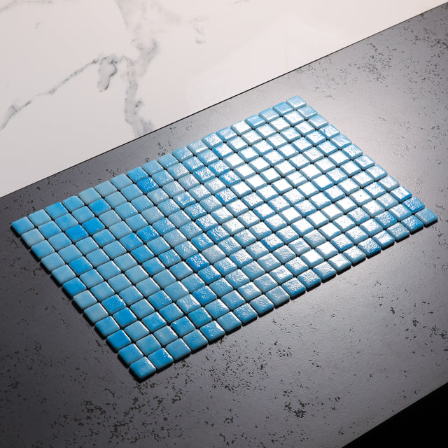 Mosaico in vetro pressato per piscine, bagni e saune 32.5 cm x 51.5 cm - Caribbean pool glossy