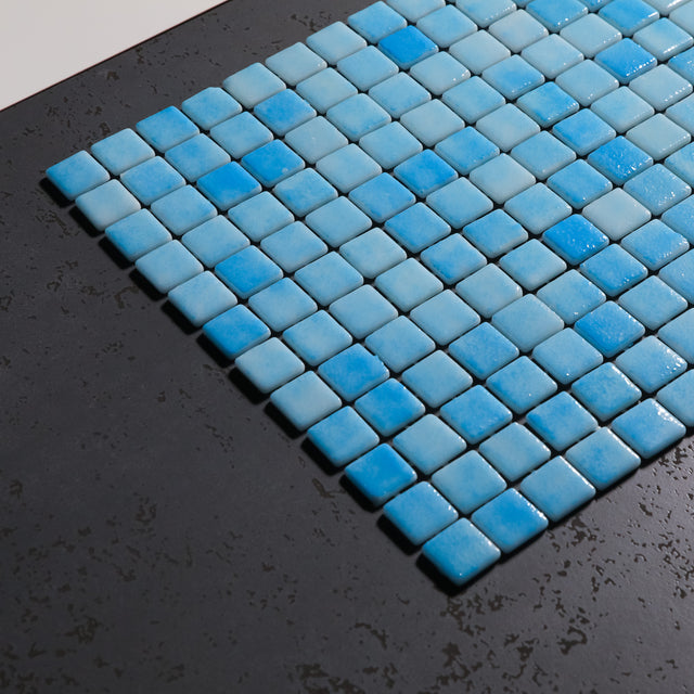 Mosaico in vetro pressato per piscine, bagni e saune 32.5 cm x 51.5 cm - Caribbean pool glossy