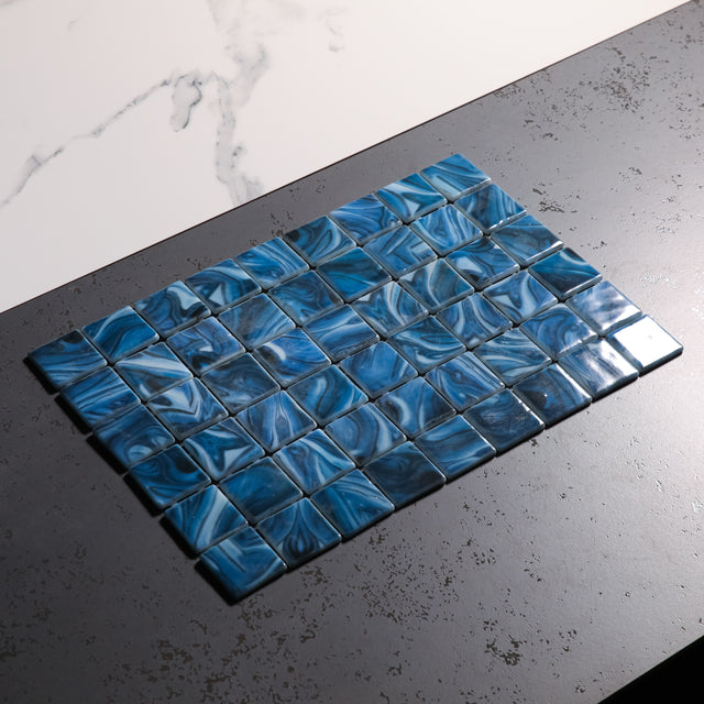 Pressed glass mosaic on mesh for pool 31.5 cm x 47.7 cm - Modena Mexico pool