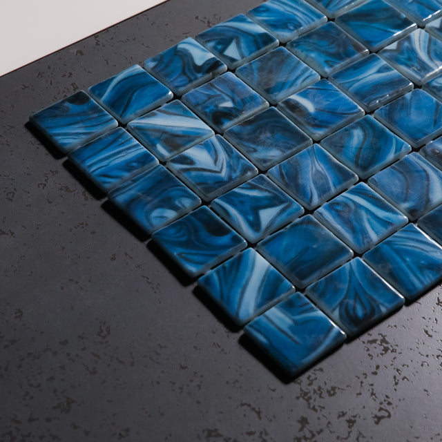 Pressed glass mosaic on mesh for pool 31.5 cm x 47.7 cm - Modena Mexico pool