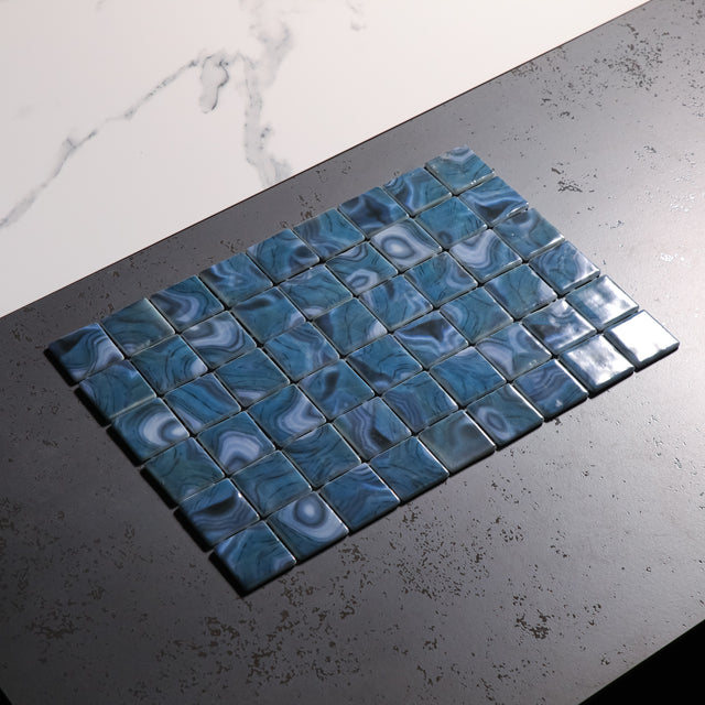 Pressed glass mosaic on mesh for pool 31.5 cm x 47.7 cm - Modena Praga pool