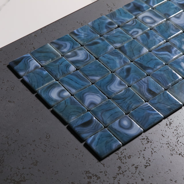 Pressed glass mosaic on mesh for pool 31.5 cm x 47.7 cm - Modena Praga pool