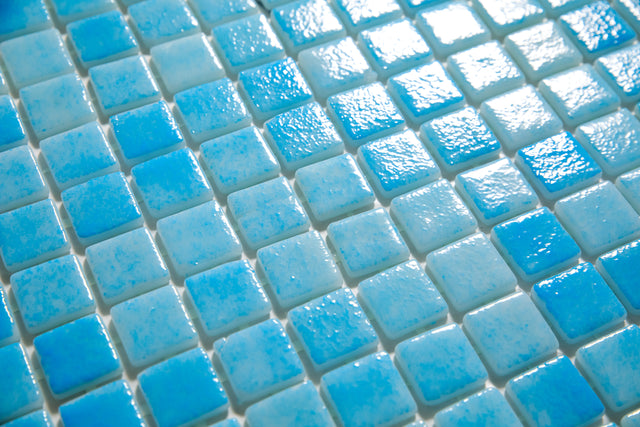 Pressed glass mosaic on mesh for pool 32.5 cm x 51.5 cm - Caribbean pool glossy