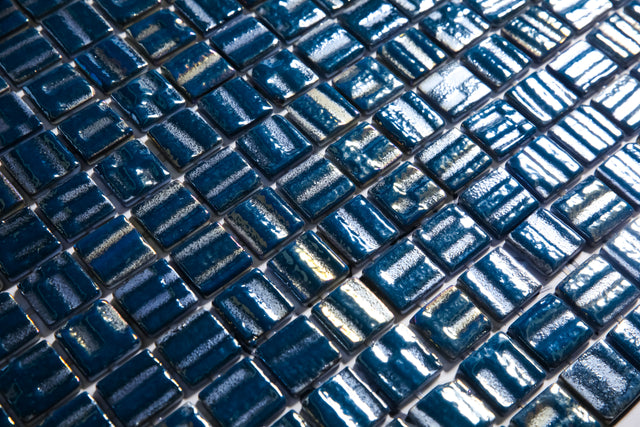 Pressed glass mosaic on mesh for bathroom and kitchen 32.5 cm x 51.5 cm - Veneto Ocean Blue pool