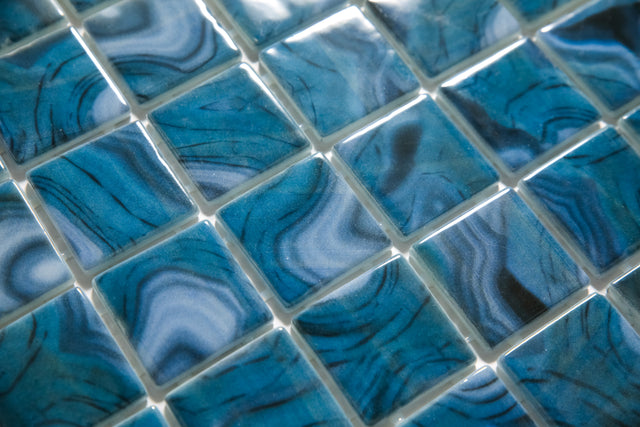 Pressed glass mosaic on mesh for pool 31.5 cm x 47.7 cm - Modena Praga pool