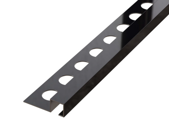 Profil dekorativer QS Ecke rektifiziert aus glänzendem schwarzem Edelstahl