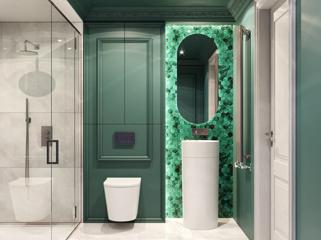 Mosaico in ceramica esagonale su rete per bagno o cucina 31.2 cm x 27 cm - Jungle nature hive