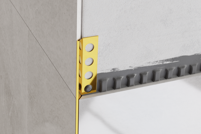 Perfil decorativo Rs angular rectificado en acero inoxidable dorado brillante