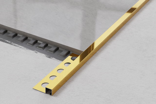 Profil décoratif d'angle QS rectifié en acier inoxydable doré brillant