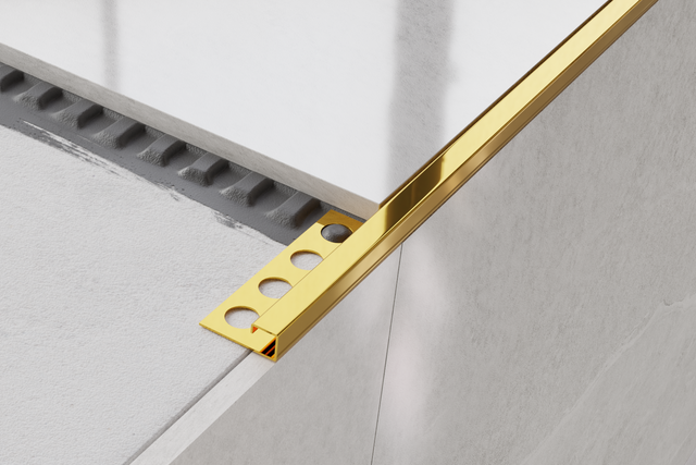 Profil décoratif en acier inoxydable doré brillant en forme de P