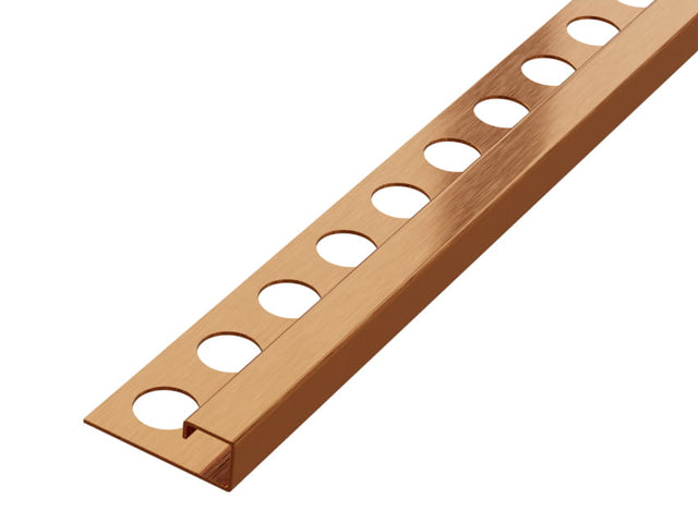 Decorative P corner profile in satin copper stainless steel