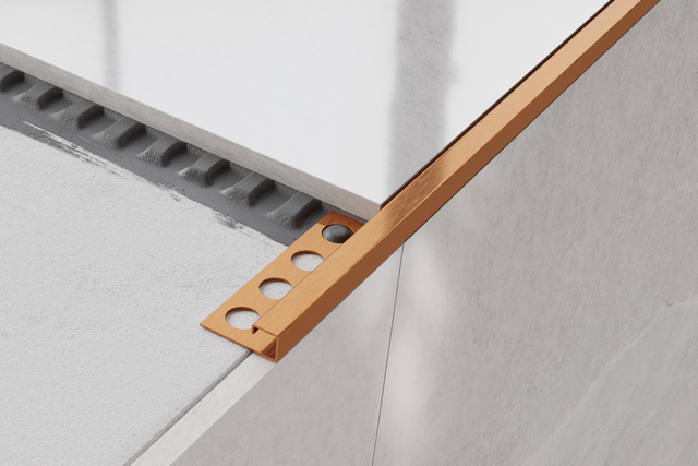 Profil décoratif en forme de P en acier inoxydable finition cuivre satiné