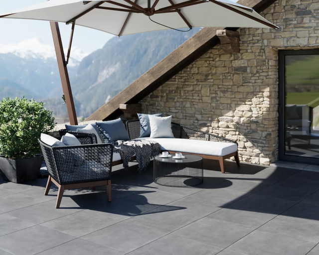 Piastrella per pavimento Pan grey per esterno 60 x 60 cm Sp. 2cm rettificato - effetto pietra R11