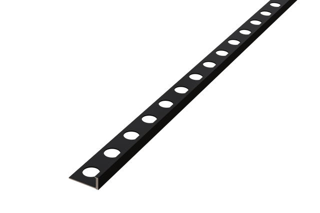 Profilo AIL di finitura angolare in alluminio verniciato a polvere nera, opaco