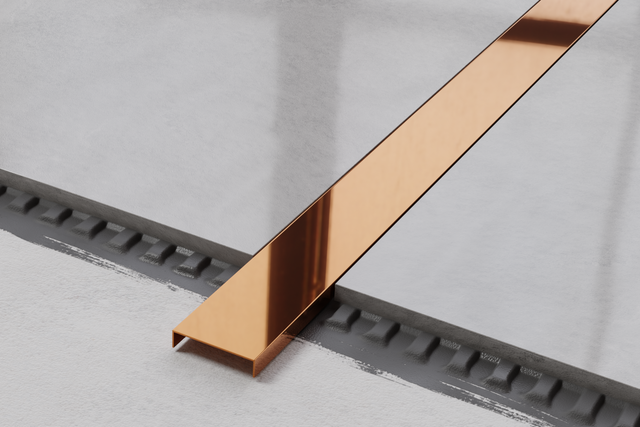 Profil U aus rostfreiem Stahl, poliert, mit verchromtem Kupfer