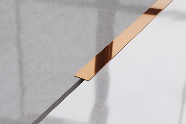 Dekorativer Streifen aus Edelstahl für Wände, glänzendes Kupfer