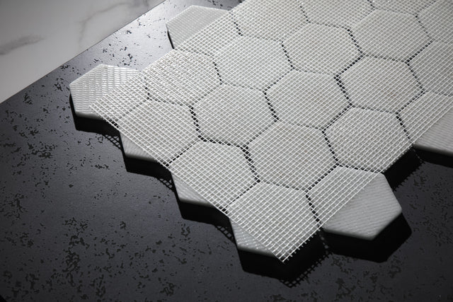 Mosaico de vidrio prensado en red para baño y cocina 43.5 cm x 34.5 cm - Botanic beige garden Mate