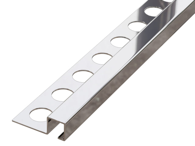 Decorative Q corner profile in shiny silver stainless steel