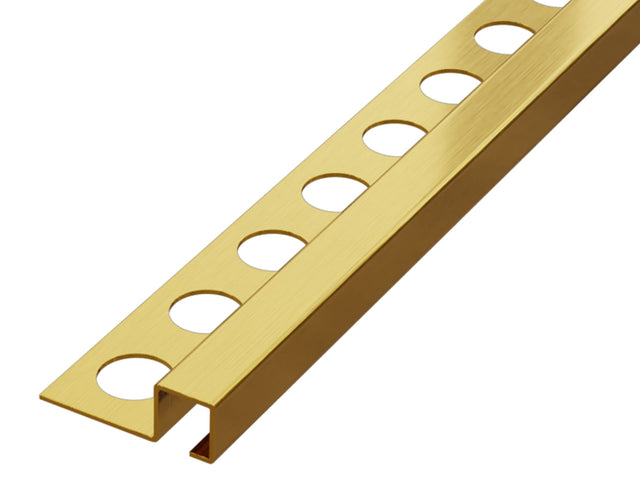 Decorative Q corner profile in satin gold stainless steel