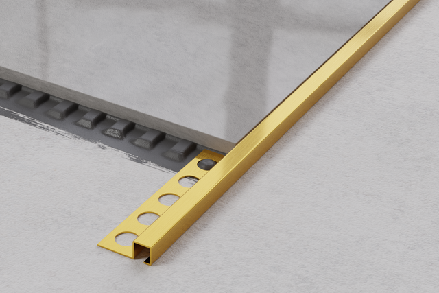 Profil décoratif en acier inoxydable doré satiné en forme de Q