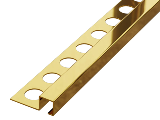 Decorative Q corner profile in polished gold stainless steel
