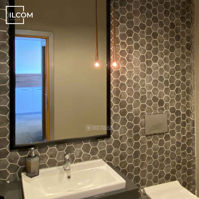 Mosaïque en verre pressé sur filet pour salle de bain et cuisine 41 cm x 26 cm - Hexa air slat