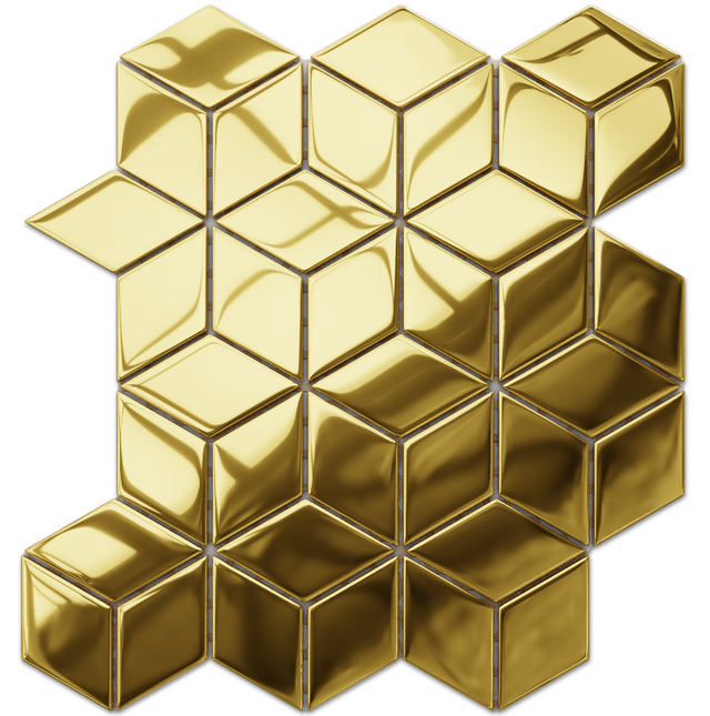 Mosaico in vetro su rete per bagno o cucina 30.5 cm x 26.5 cm - Metallica romb