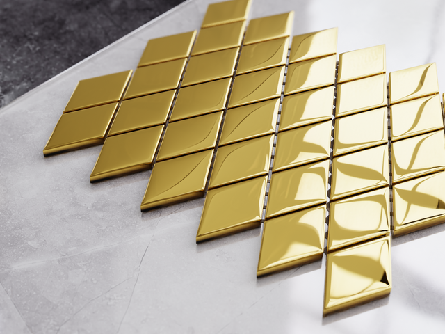 Mosaico in vetro su rete per bagno o cucina 25 cm x 29.2 cm - Golden net