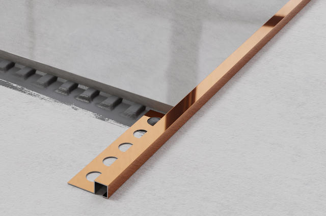 Perfil decorativo QS angular rectificado en acero inoxidable cobre pulido