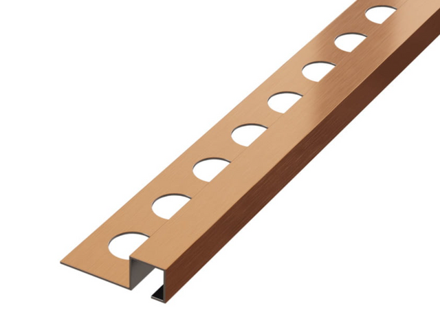 Profilé décoratif d'angle QS rectifié en acier inoxydable finition cuivre satiné