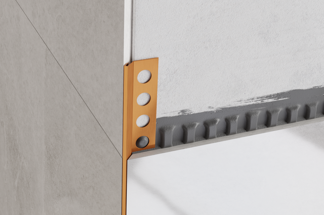 Perfil decorativo Rs angular rectificado en acero inoxidable de cobre satinado