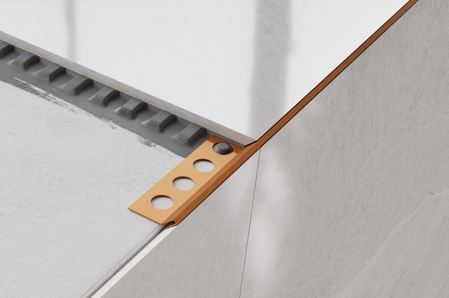 Perfil decorativo Rs angular rectificado en acero inoxidable de cobre satinado