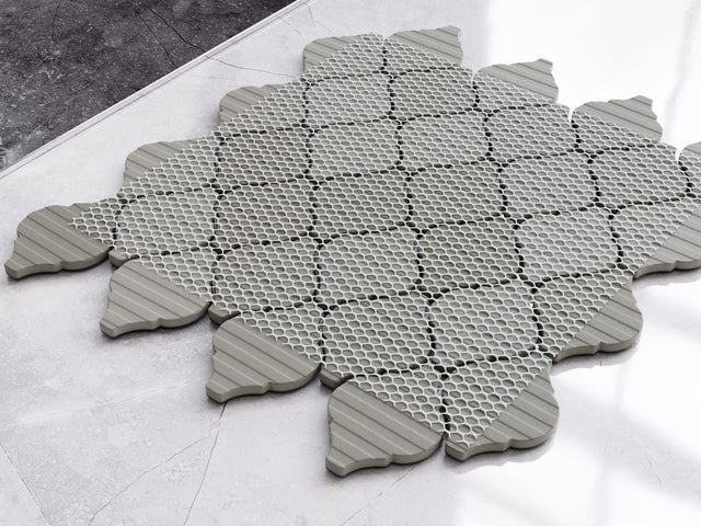 Mosaico de cerámica en malla para baño o cocina 28.2 cm x 25.2 cm - Blue arabesque