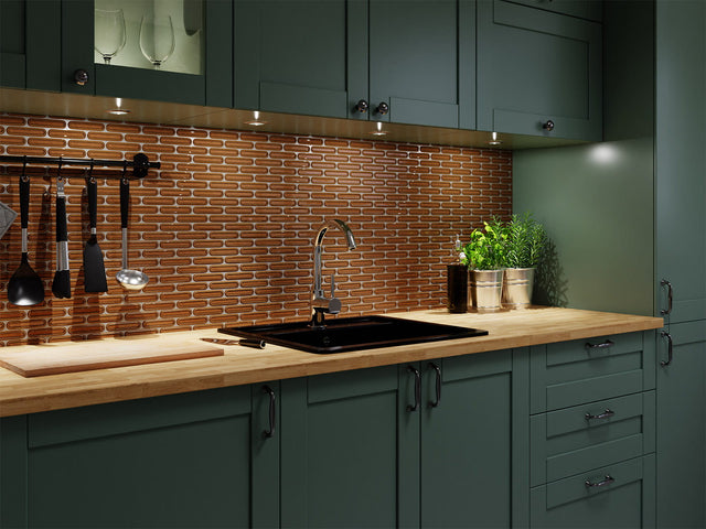 Ceramic mosaic on mesh for bathroom or kitchen 30 cm x 30.5 cm - Caramel savoiardi