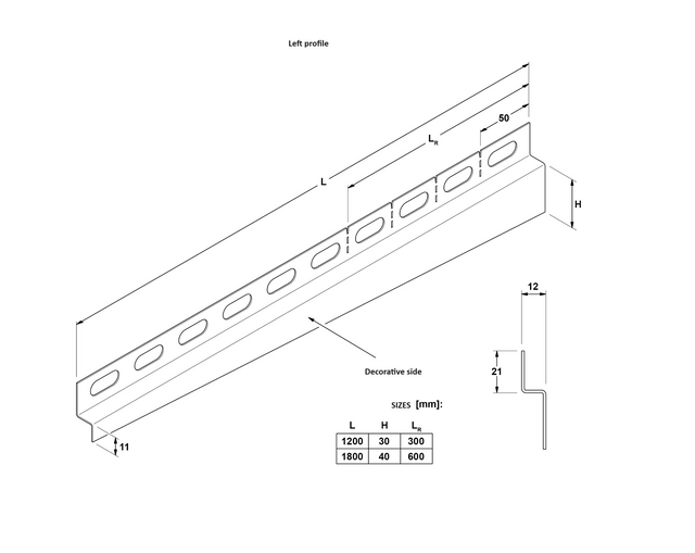 LSL Duschprofil linke Wand aus Edelstahl - Gunmetal