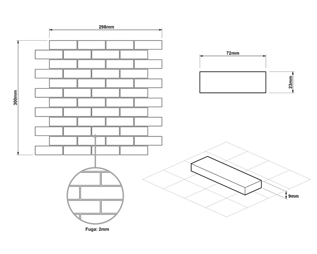 Mosaico in ceramica su rete per bagno o cucina 30 cm x 29.8 cm - Another brick in the wall
