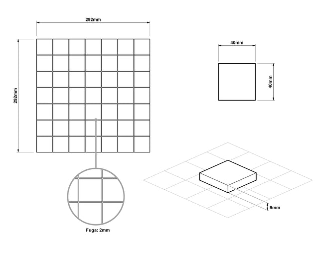 Mosaico in gres su rete per bagno o cucina 29.2 cm x 29.2 cm - Maple square