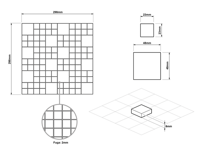 Natural stone mosaic on mesh, R11, for bathroom or kitchen 29.6 cm x 29.6 cm - Heart of stone