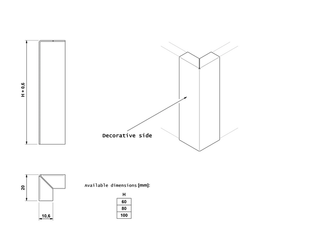 FC skirting board and accessories in steel 270 cm - Glossy gold