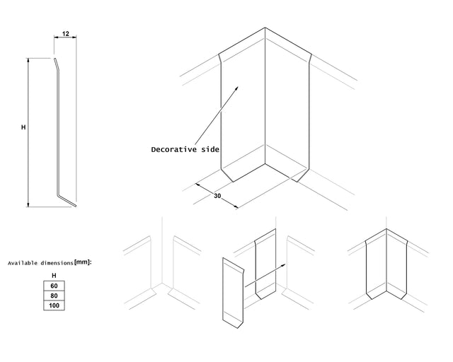 Skirting Board F and accessories in steel 270 cm - Satin black