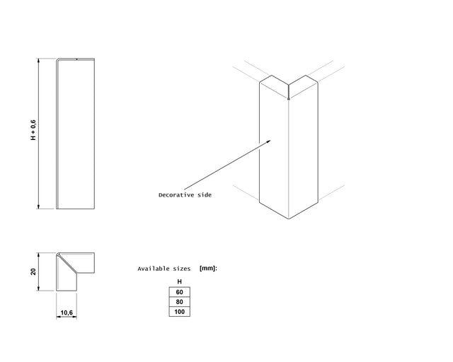 FC skirting board and accessories in steel 270 cm - Glossy silver