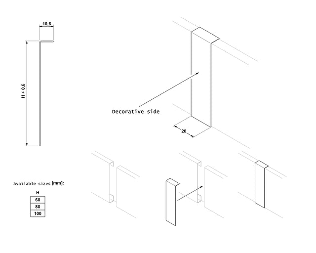 FC skirting board and accessories in steel 270 cm - Glossy gold