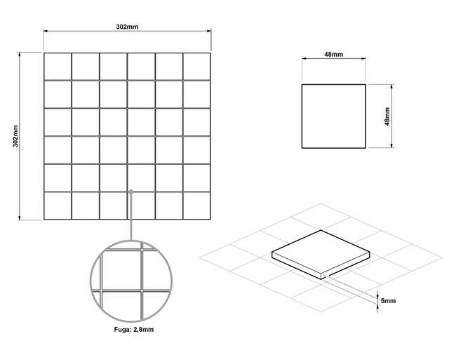 Mosaico in ceramica su rete per bagno o cucina 30.2 cm x 30.2 cm - Black chaturanga