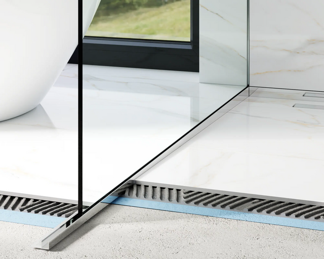 Profil de verre LPSL douche et sol gauche argent brillant