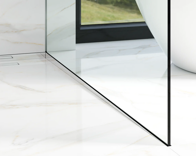 Profil verre douche et sol droit argent brillant
